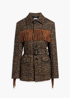 Saint Laurent - Fringed leopard-print wool-blend jacket - Animal print - FR 42