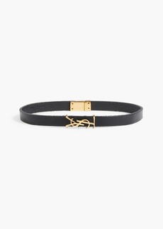 Saint Laurent - Gold-tone leather bracelet - Black - L