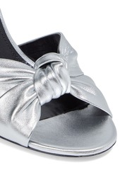 Saint Laurent - Knotted metallic leather wedge sandals - Metallic - EU 38