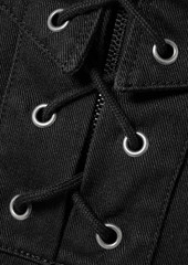 Saint Laurent - Lace-up cotton and ramie-blend twill shorts - Black - FR 42