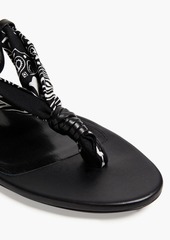 Saint Laurent - Dallas leather-trimmed paisley-print woven sandals - Black - EU 36