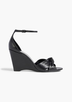 Saint Laurent - Lila 85 knotted leather wedge sandals - Black - EU 36