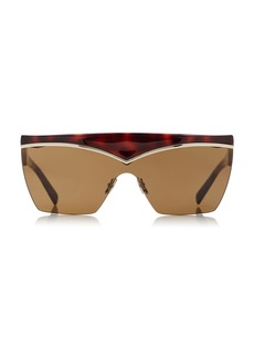 Saint Laurent - Mask Acetate Sunglasses - Brown - OS - Moda Operandi