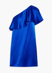 Saint Laurent - One-shoulder ruffled silk-satin mini dress - Blue - FR 38