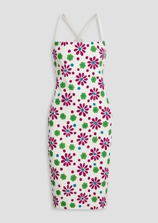 Saint Laurent - Open-back floral-print crepe dress - White - FR 38