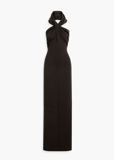 Saint Laurent - Open-back stretch-wool hooded gown - Brown - FR 36