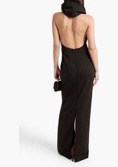Saint Laurent - Open-back stretch-wool hooded gown - Brown - FR 36