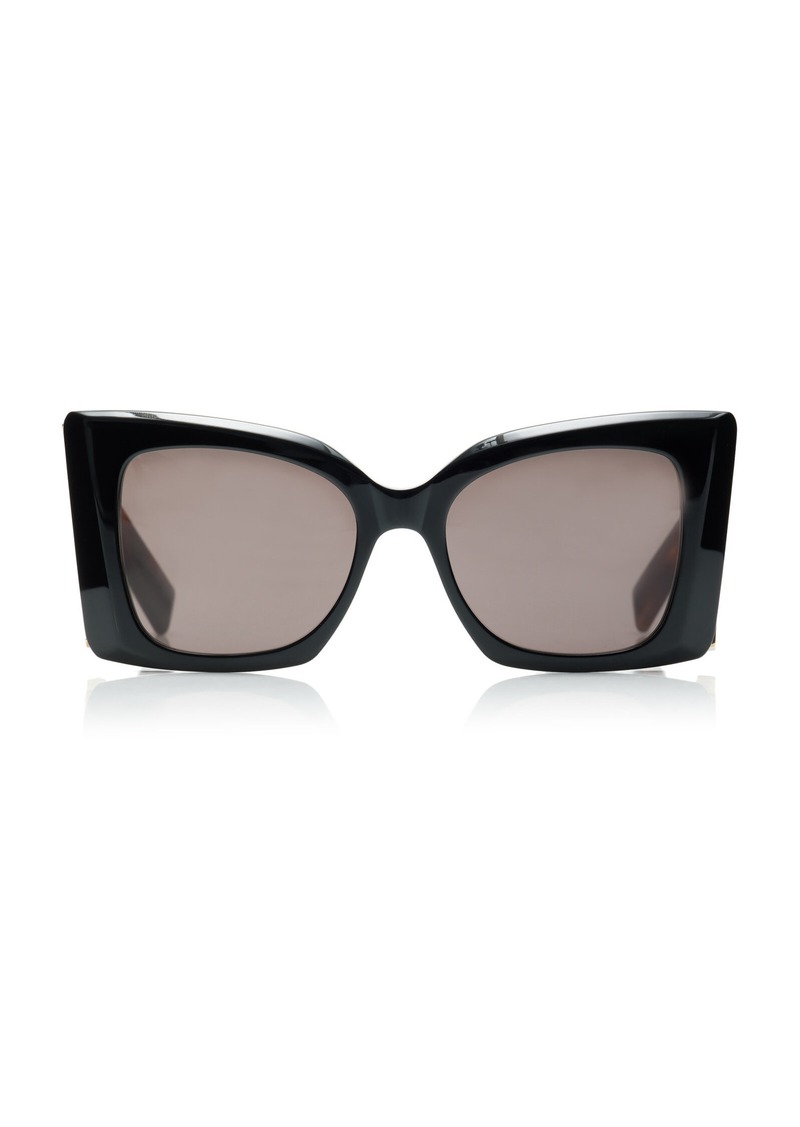 Saint Laurent - Oversized Cat-Eye Acetate; Bio-Nylon Sunglasses - Brown - OS - Moda Operandi