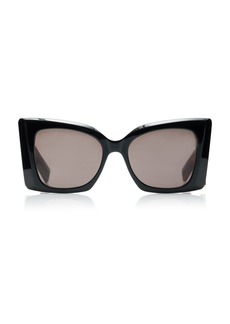 Saint Laurent - Oversized Cat-Eye Acetate; Bio-Nylon Sunglasses - Brown - OS - Moda Operandi