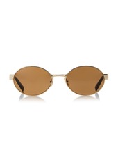 Saint Laurent - Round-Frame Metal Sunglasses - Brown - OS - Moda Operandi