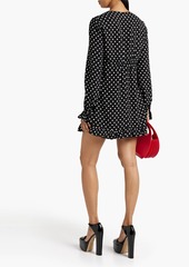 Saint Laurent - Ruffled polka-dot crepe mini dress - Black - FR 40