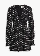 Saint Laurent - Ruffled polka-dot crepe mini dress - Black - FR 40