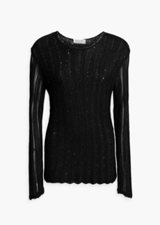 Saint Laurent - Sequin-embellished ribbed-knit sweater - Black - M