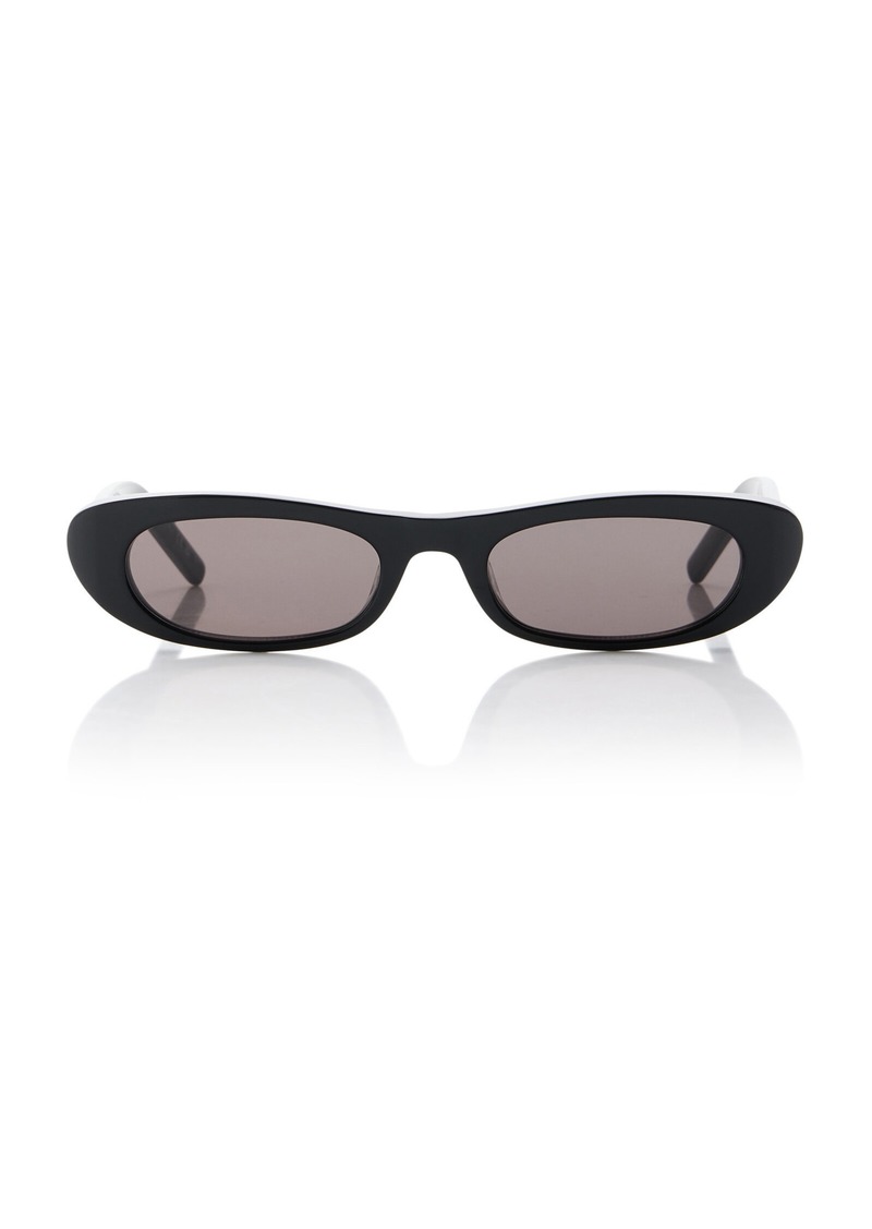 Saint Laurent - Shade Narrow Oval-Frame Acetate Sunglasses - Black - OS - Moda Operandi