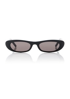 Saint Laurent - Shade Narrow Oval-Frame Acetate Sunglasses - Black - OS - Moda Operandi