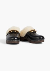 Saint Laurent - Shearling-lined leather clogs - Black - EU 38.5