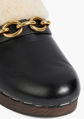 Saint Laurent - Shearling-lined leather clogs - Black - EU 38.5