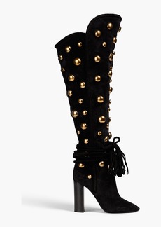 Saint Laurent - Studded suede thigh boots - Black - EU 38