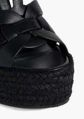 Saint Laurent - Tribute woven leather espadrille wedge sandals - Black - EU 38
