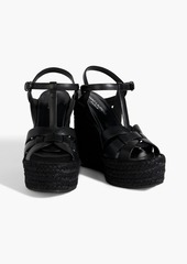 Saint Laurent - Tribute woven leather espadrille wedge sandals - Black - EU 38
