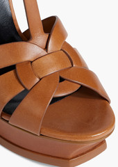 Saint Laurent - Tribute woven leather platform sandals - Brown - EU 38.5