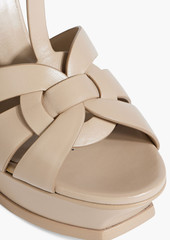 Saint Laurent - Tribute woven leather platform sandals - Neutral - EU 39