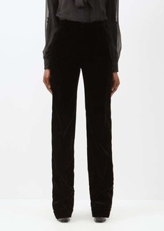Saint Laurent - Velvet Tailored Trousers - Womens - Black