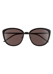 Saint Laurent 56mm Round Sunglasses in Semimatte Black/Black/Black at Nordstrom