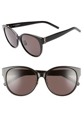 Saint Laurent 57mm Round Sunglasses in Black/Black at Nordstrom