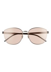 Saint Laurent 59mm Tinted Round Sunglasses in Silver/Pink at Nordstrom
