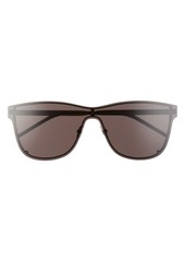 Saint Laurent 99mm Flat Front Shield Sunglasses in Semimatte Black/Black at Nordstrom