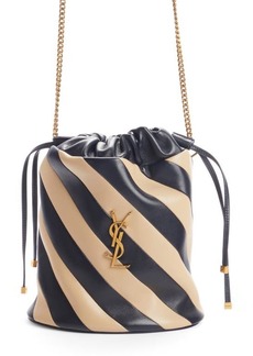 Saint Laurent Alix Stripe Leather Bucket Bag