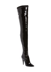 Saint Laurent Aylah Pointed Toe Thigh High Boot (Women) (Wide Calf)