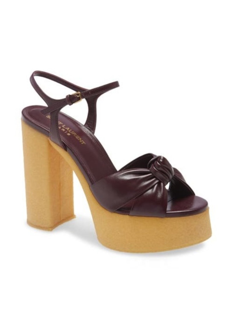 Saint Laurent Saint Laurent Bianca Knot Lambskin Leather Platform Sandal in  Wine Red at Nordstrom | Shoes