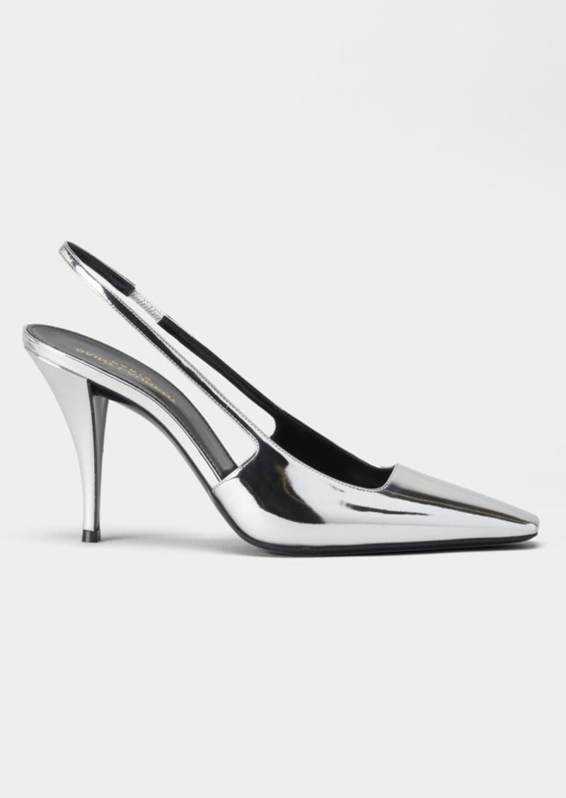 Saint Laurent Blade Metallic Slingback Pumps