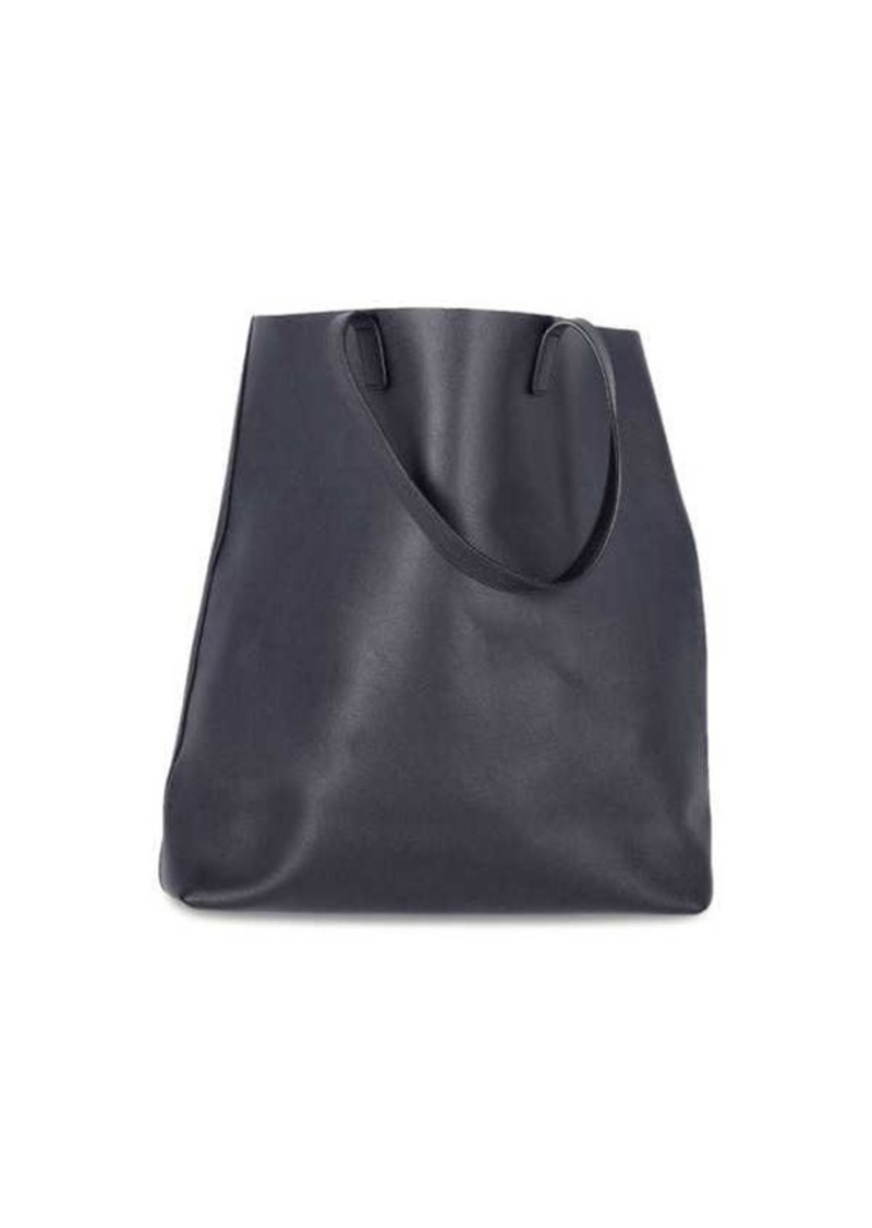 Saint Laurent Bold Shopping Tote Bag In Black Calfskin Leather
