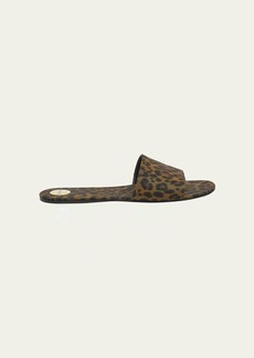 Saint Laurent Carlyle Leopard Flat Slide Sandals