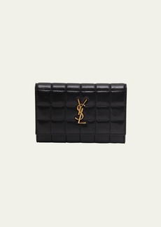 Saint Laurent Cassandre YSL Card Case in Quilted Smooth Leather