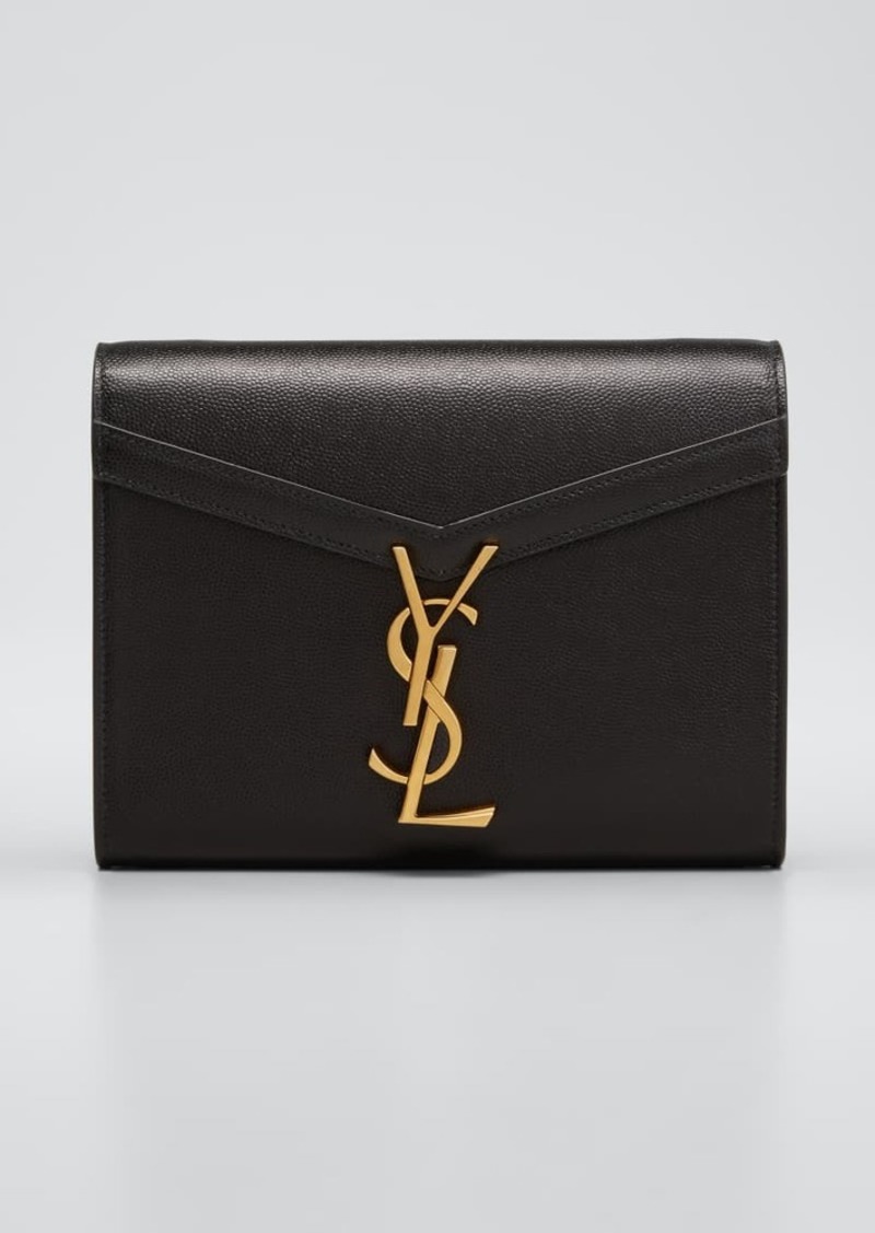 Saint Laurent Cassandra Mini YSL Wallet on Chain in Grained Leather