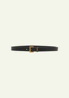 Saint Laurent Cassandre YSL Thin Leather Belt