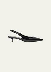 Saint Laurent Cherish Patent Kitten-Heel Slingback Pumps