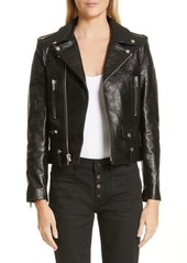 Saint Laurent Classic Leather Moto Jacket in Black at Nordstrom