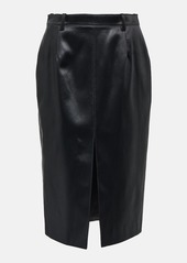 Saint Laurent Coated cotton-blend pencil skirt