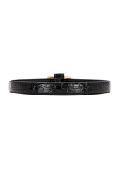 Saint Laurent Croc Embossed Oval Buckle Belt