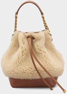 Saint Laurent Small Bucket Bag in Shearling and Leather