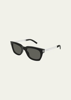 Saint Laurent Engraved Logo Square Acetate Sunglasses