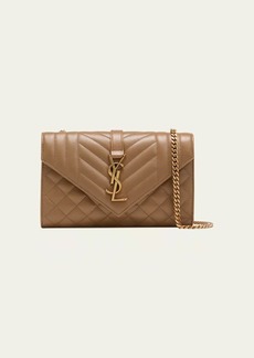 Saint Laurent Envelope Triquilt Small YSL Shoulder Bag in Smooth Leather