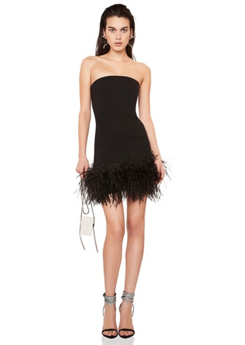 feather strapless dress