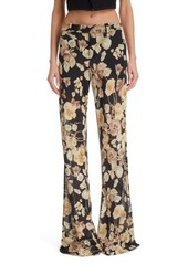 Saint Laurent Floral Silk Georgette Flare Trousers
