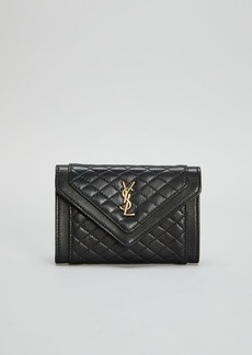 Saint Laurent Gaby Small YSL Flap Envelope Wallet in Quilted Smooth Leather